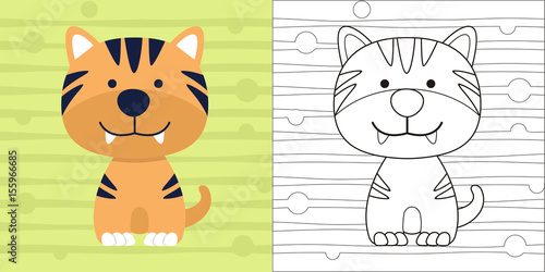 coloring page cute little tiger for education
