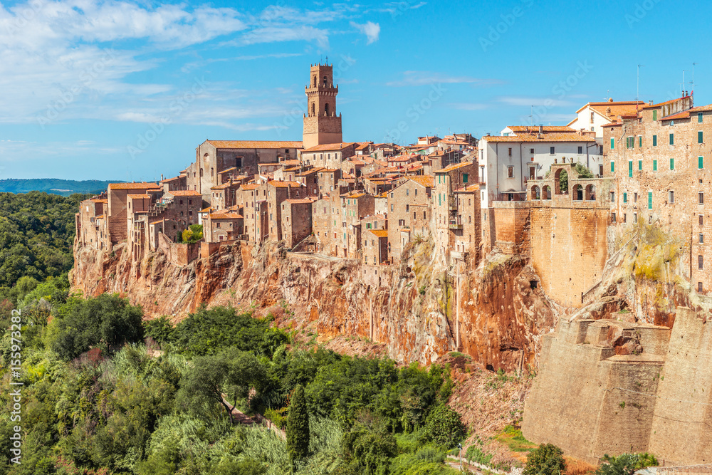 Old town on the rocks, Pitigliano ,Tuscany, Italy, Europe