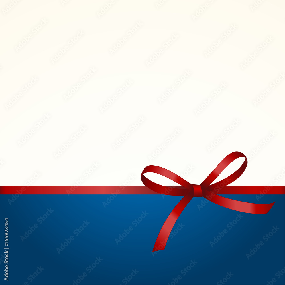 Gift Card with Shiny Red Satin Gift Bow Close up, has space for text on background. Gift Voucher Template. Vector image. Gift Card with Shiny Red Satin Gift Bow Close up, has space for text on background. Gift Voucher Template. Vector image.