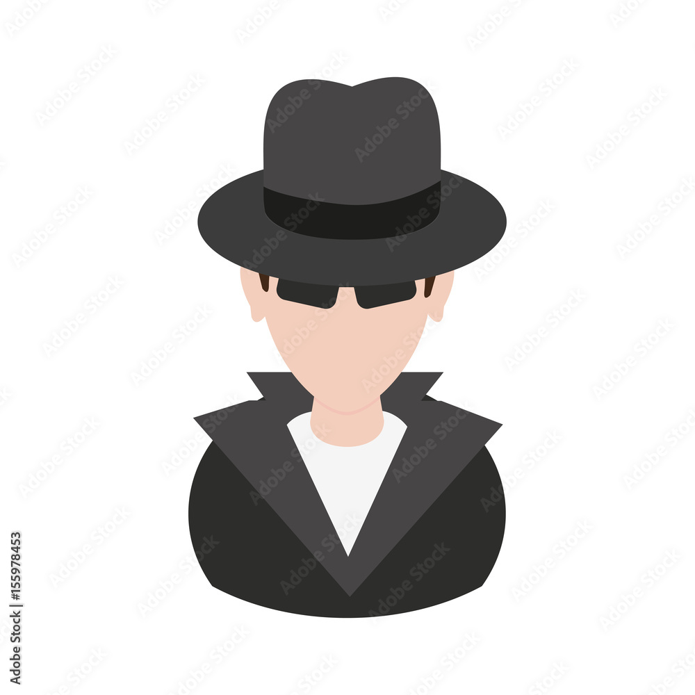 suspicious looking man with sunglasses criminal icon image vector illustration design 
