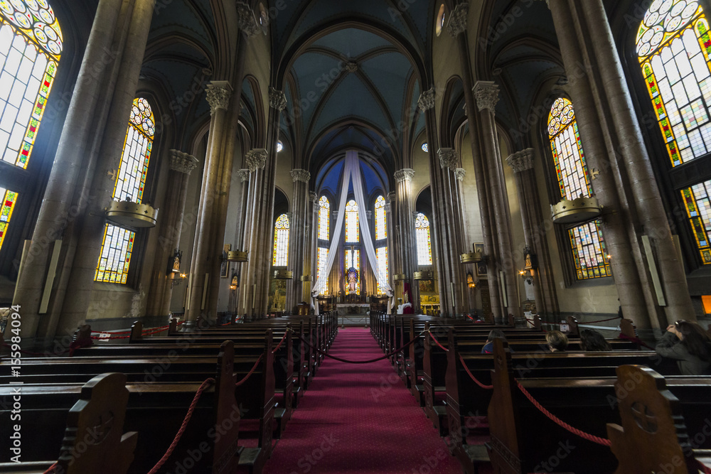 Fototapeta premium Istanbul, Turkey - May 19, 2017: Interior view from St. Antuan Church, where is placed in Istiklal Street