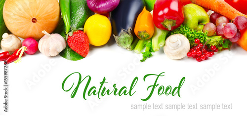 Fototapeta Naklejka Na Ścianę i Meble -  Colourful fruits and vegetables on white background