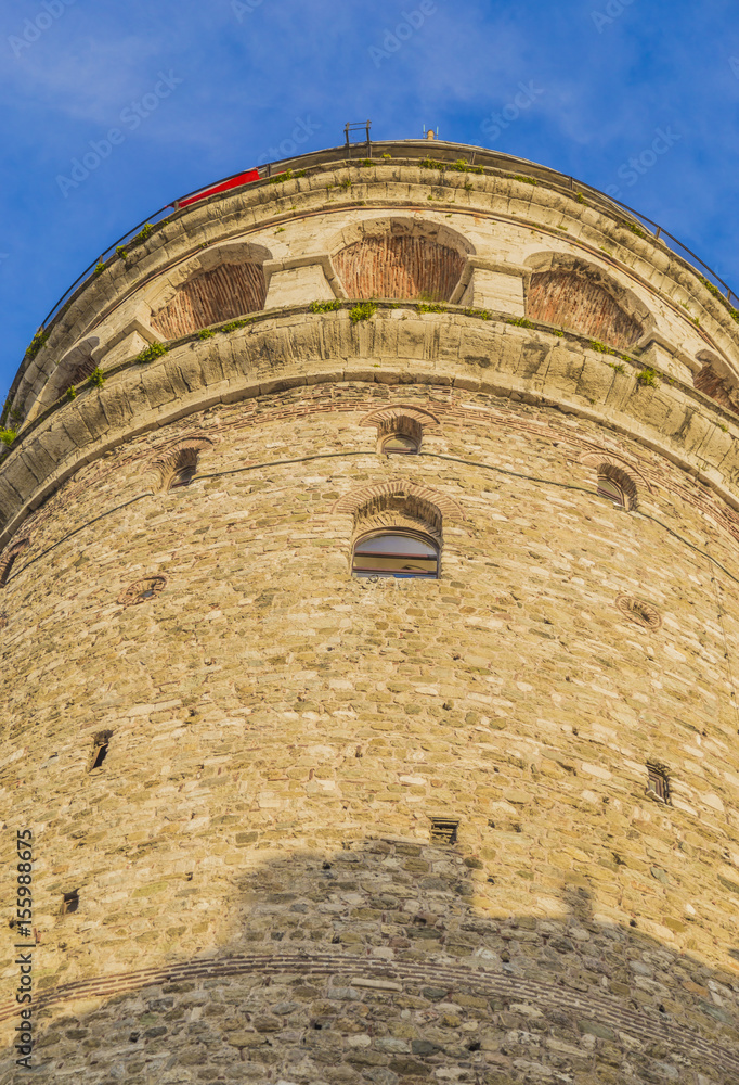 High quality Galata Tower view with blue sky for design