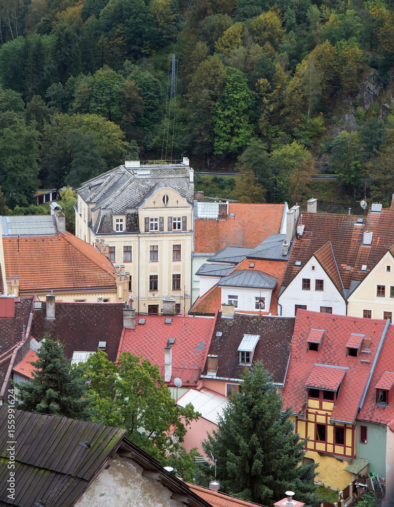 Loket town. View from Loket Castle window, Bohemia,Czech Republic.