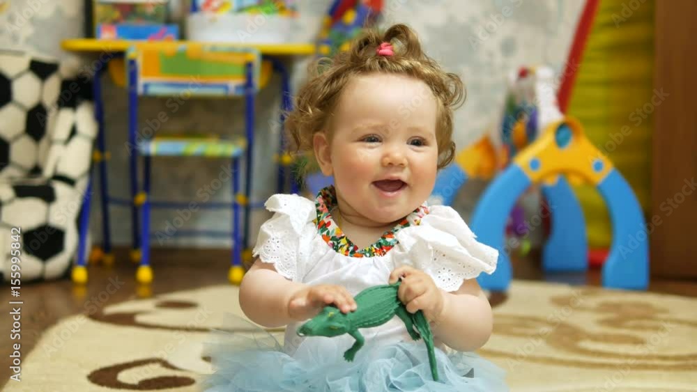 Happy baby in her favorite house. Happy baby in her favorite house.