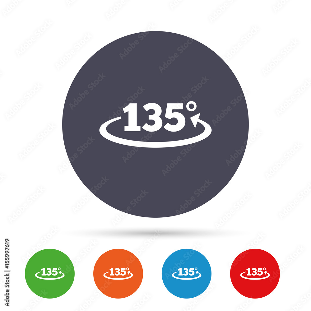 Angle 135 degrees sign icon. Geometry math symbol. Angle 135 degrees sign icon. Geometry math symbol.