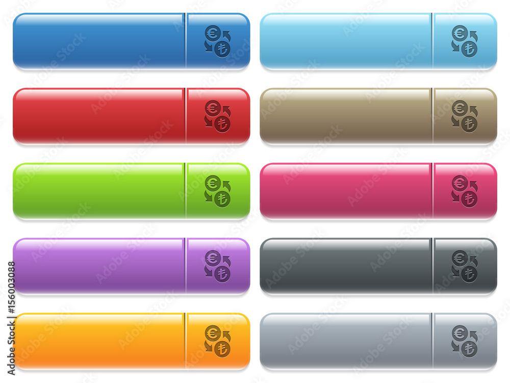 Euro Lira money exchange icons on color glossy, rectangular menu button Euro Lira money exchange icons on color glossy, rectangular menu button