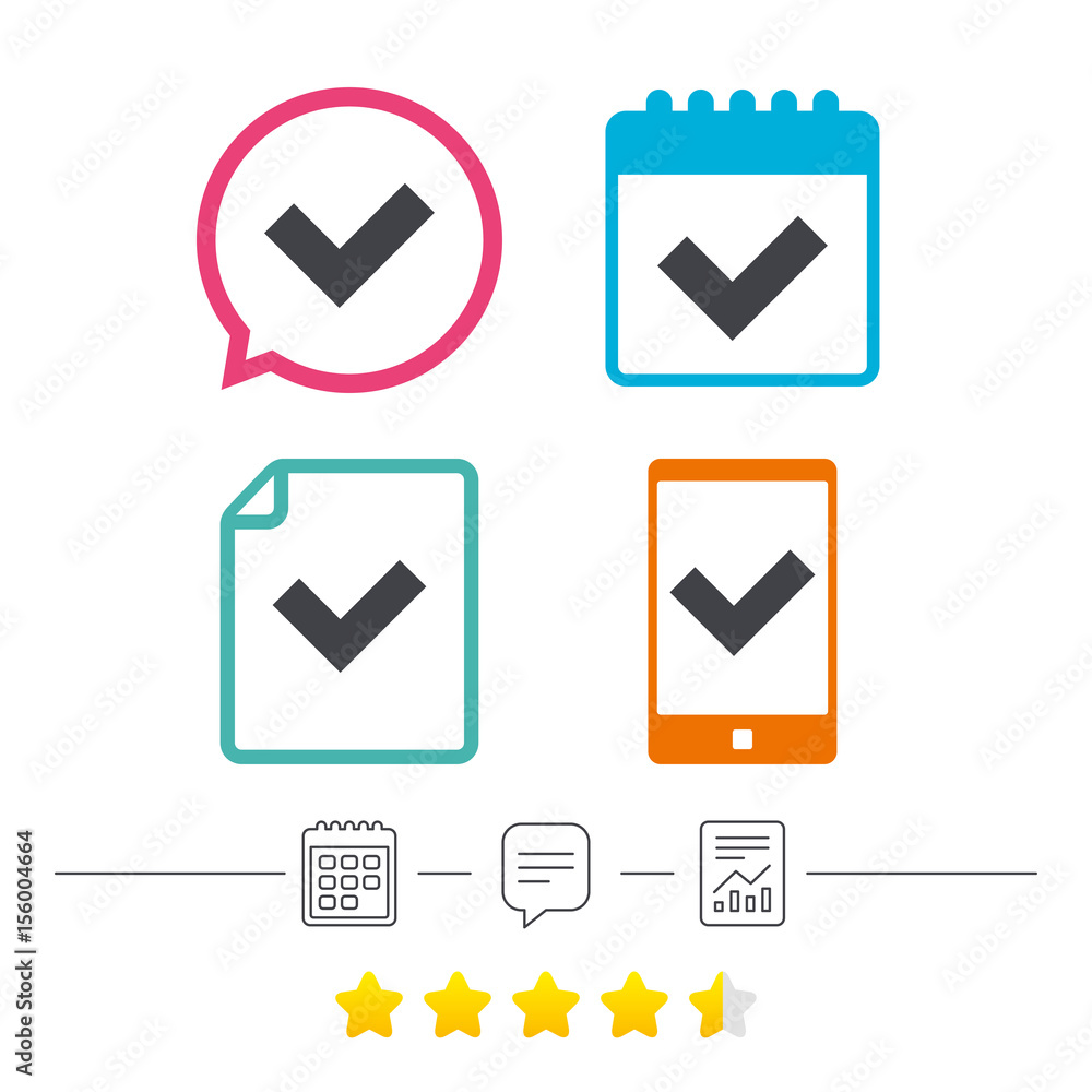 Check sign icon. Yes button. Check sign icon. Yes button.
