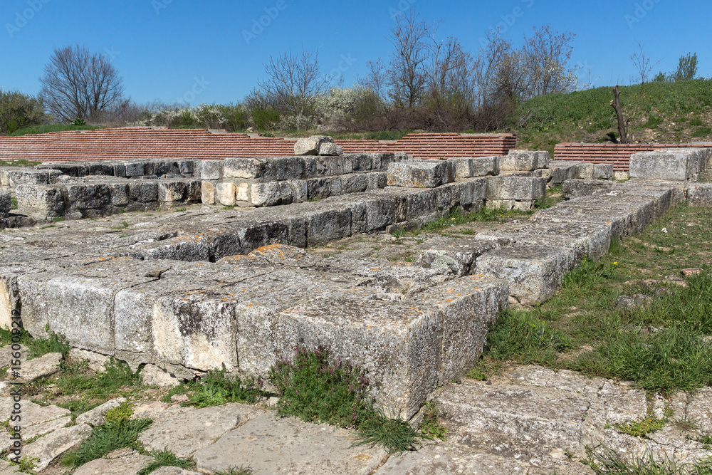 Ruins of The capital city of the First  Bulgarian Empire medieval stronghold Pliska, Shumen Region, Bulgaria