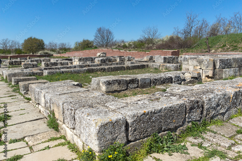 Ruins of The capital city of the First  Bulgarian Empire medieval stronghold Pliska, Shumen Region, Bulgaria