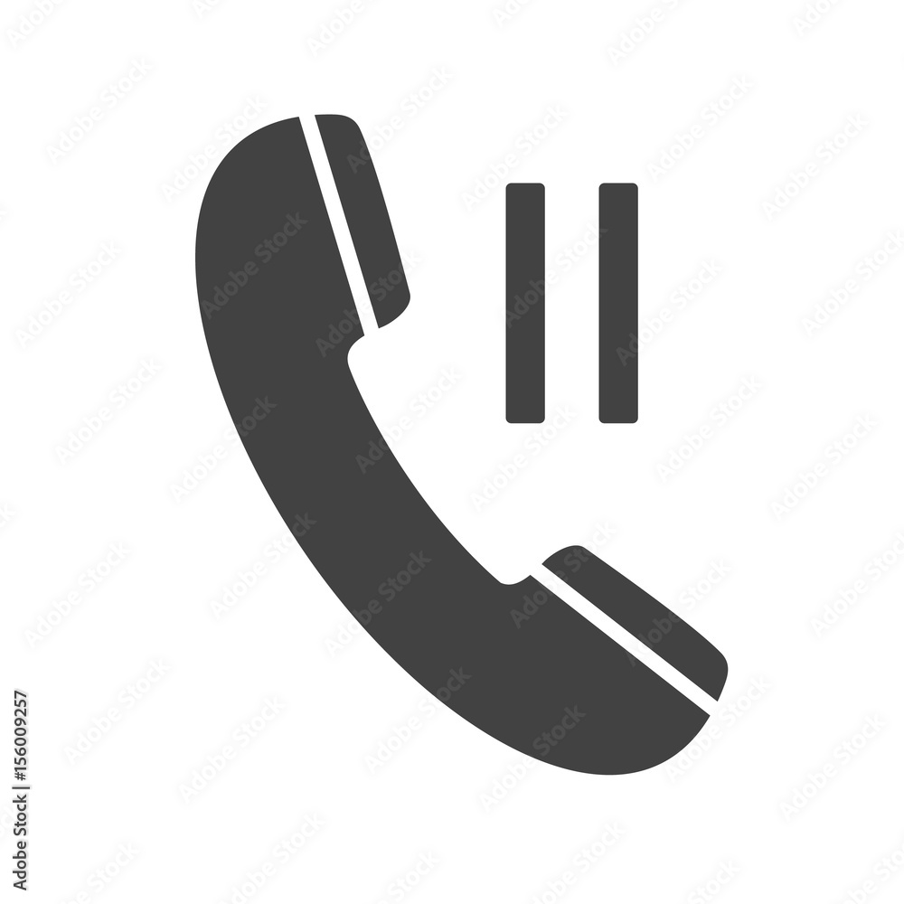 Phone icon with pause sign isolated on white background. Telephone icon for mobile app. Vector illustration Phone icon with pause sign isolated on white background. Telephone icon for mobile app. Vector illustration