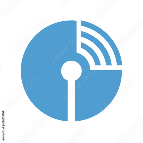 Radio antena with waves in circle icon. Wi-fi symbol. Vector illustration