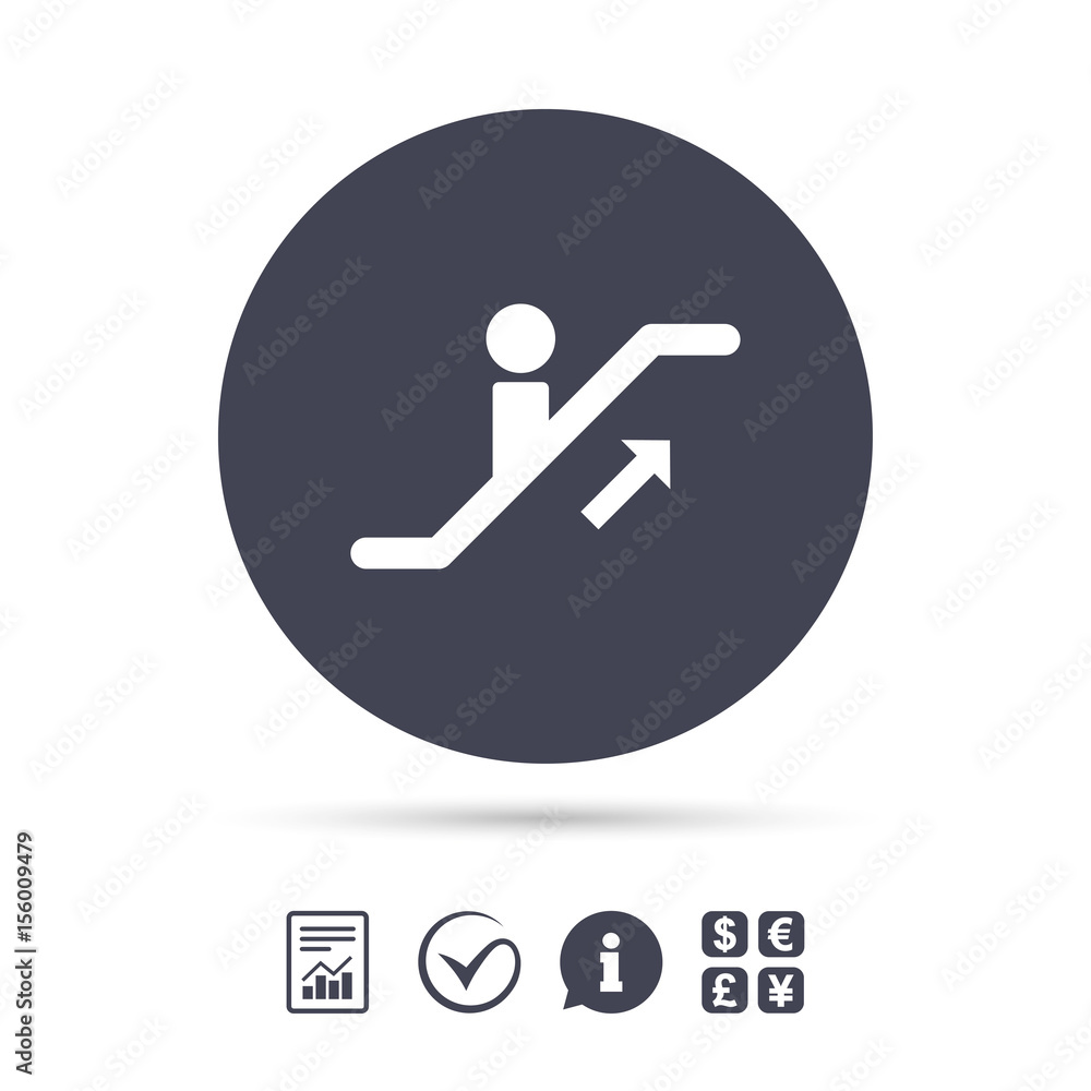 Escalator staircase icon. Elevator moving stair. Escalator staircase icon. Elevator moving stair.
