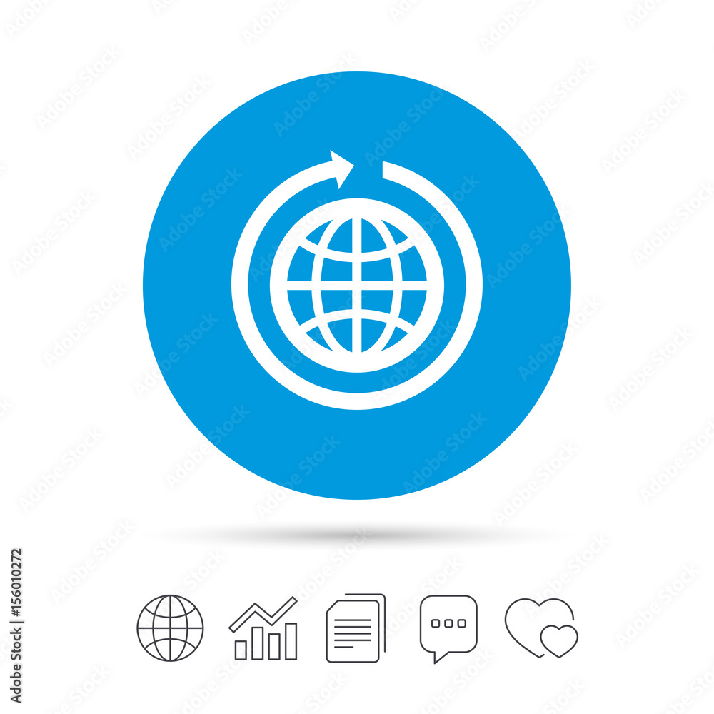 Globe sign icon. Round the world arrow symbol. Globe sign icon. Round the world arrow symbol.