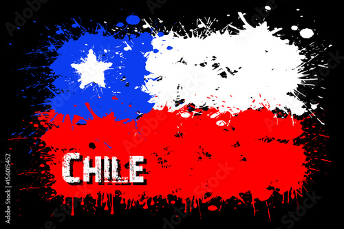 Flag of Chile from blots of paint