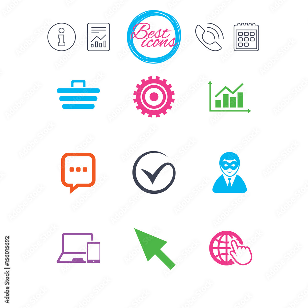 Internet, seo icons. Tick, shopping signs. Internet, seo icons. Tick, shopping signs.