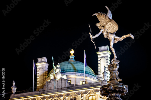 Eros statue on Piccadilly circus in the night, London photo