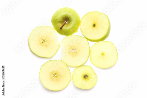 Apple cut into seven pieces