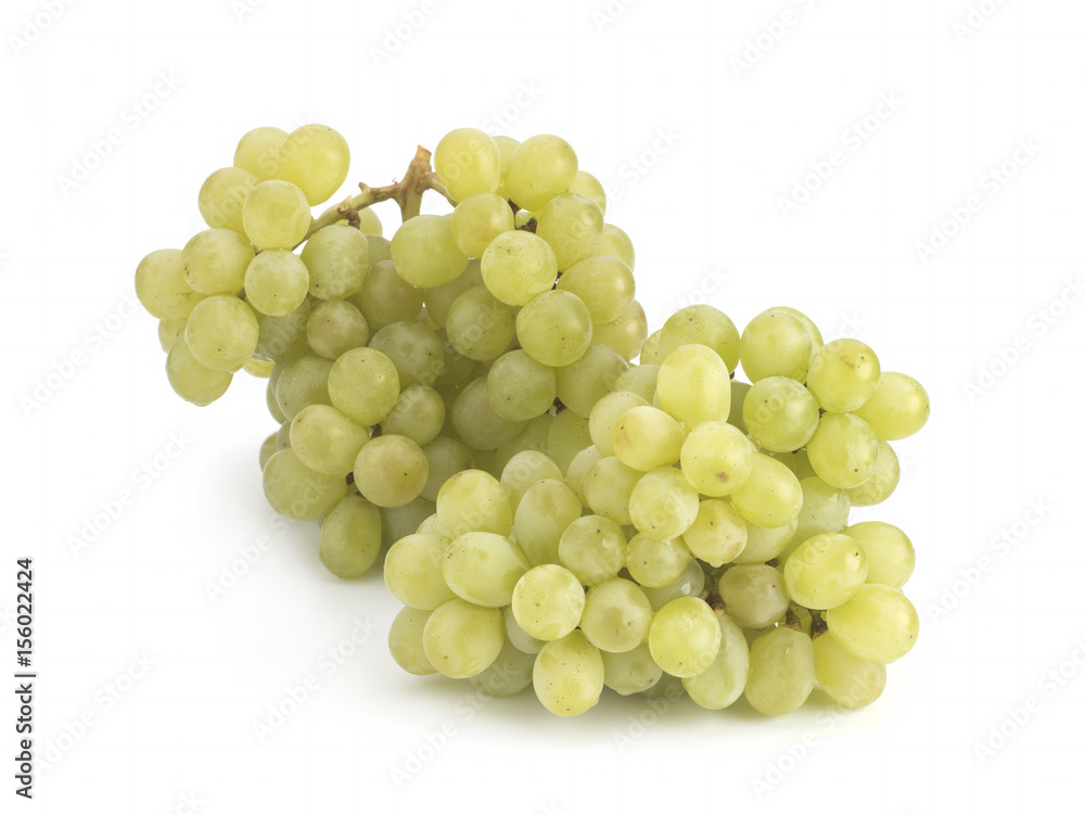 Green grapes on a white background Green grapes on a white background