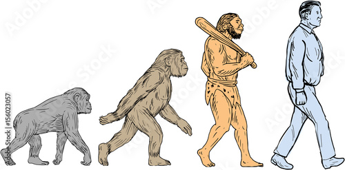 Human Evolution Walking Drawing