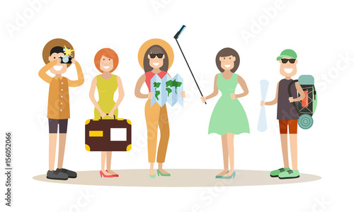 Tourist people vector illustration in flat style