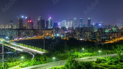 Wallpaper Mural Time Lapse of NanJing HeXi new town at night Torontodigital.ca