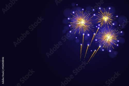 Amazing golden yellow vector fireworks