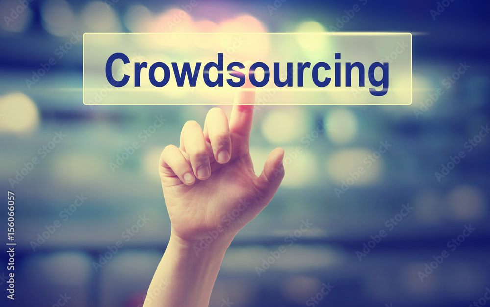 Crowdsourcing concept with hand Crowdsourcing concept with hand