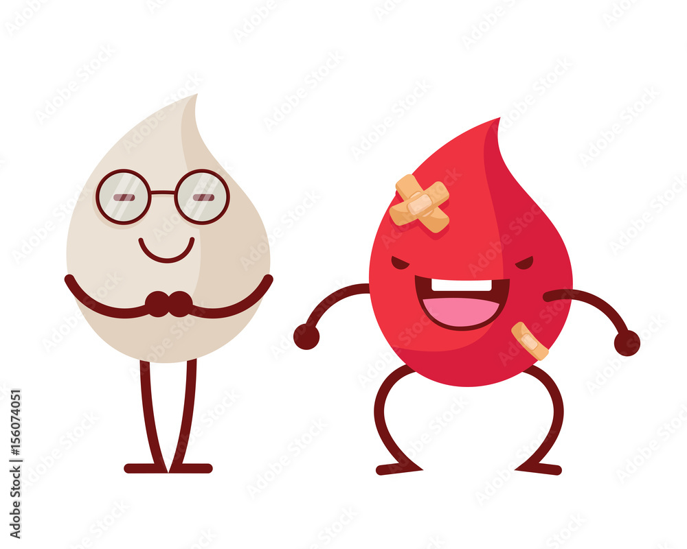 Healthy Happy And Cute Human Anatomy Illustration Cartoon - Red Blood And  White Blood Immune System Stock Vector | Adobe Stock
