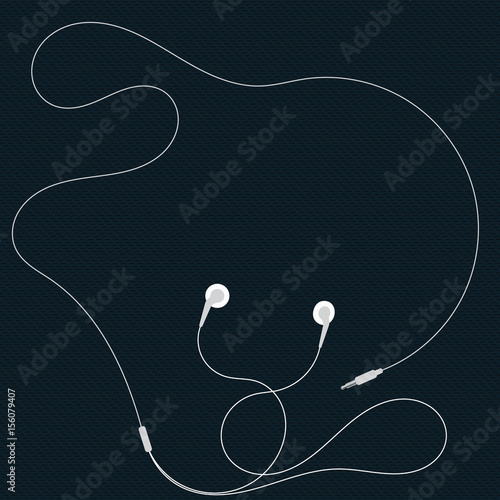 White in-ear headphones. Vector illustration. Design template.