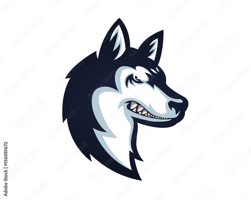Angry Confidence Dog Character Logo - Siberian Husky