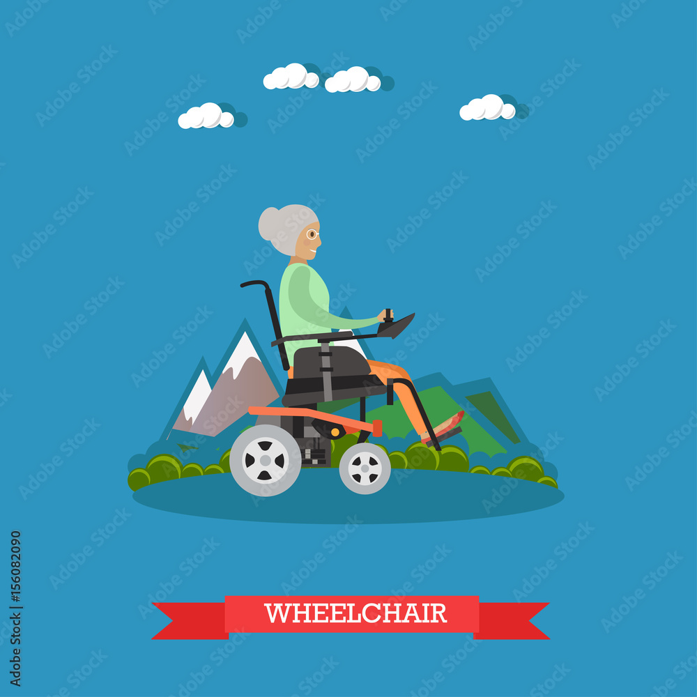 Wheelchair vector illustration in flat style