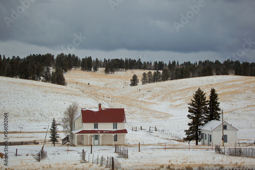 Wallpaper Mural Red Roof House with Snow Torontodigital.ca