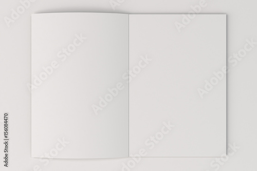 Blank white open brochure mock-up on white background