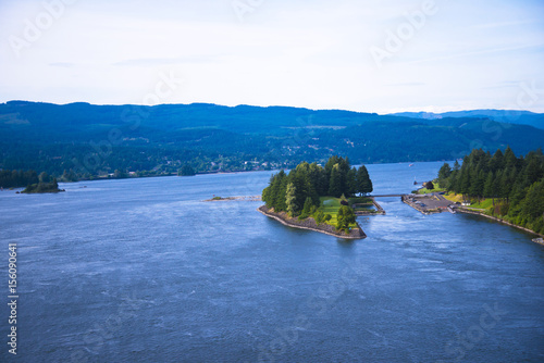 Green island blue water Columbia River scenic Columbia Gorge photo