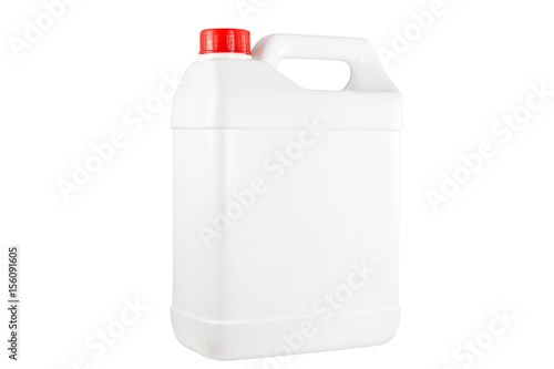 White plastic container red cap on white background with clipping path