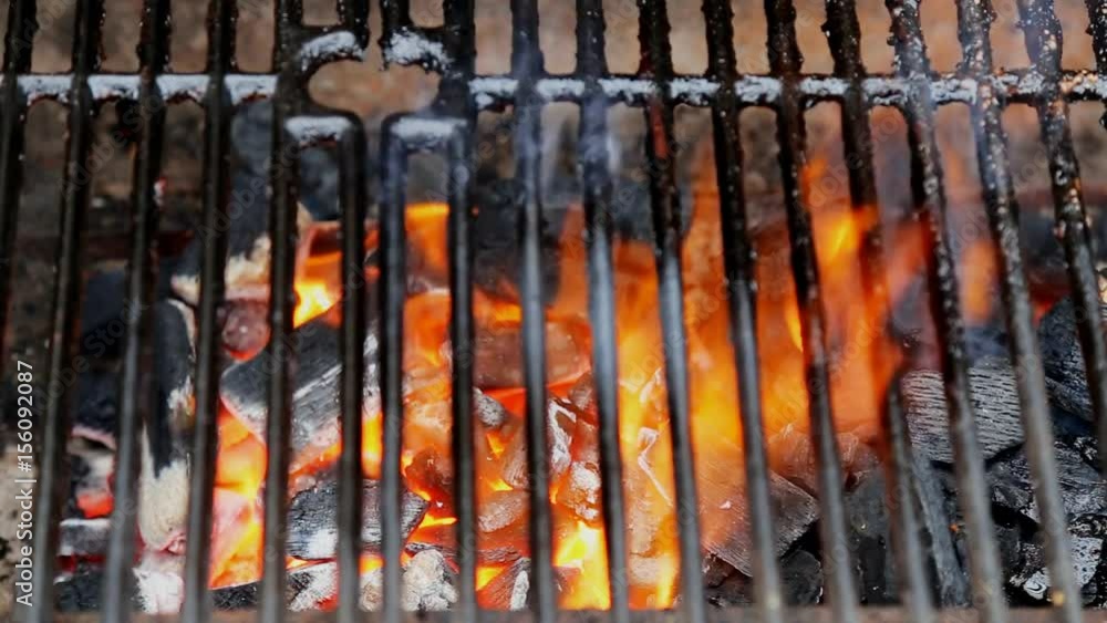 BBQ Grill and glowing coals. You can see more BBQ, grilled food, fire