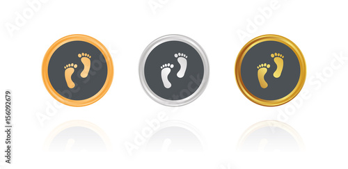 Fußspuren - Bronze, Silber, Gold Buttons