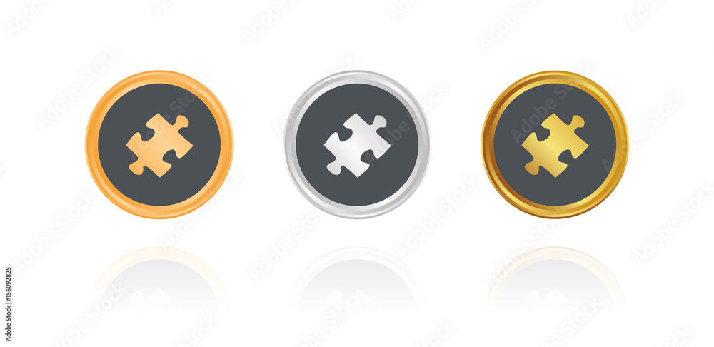 Puzzle - Bronze, Silber, Gold Buttons Puzzle - Bronze, Silber, Gold Buttons