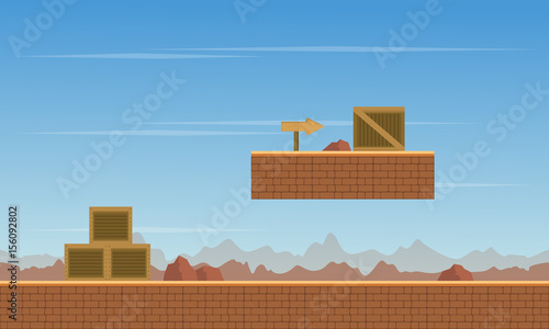 Box in desert scenery background game