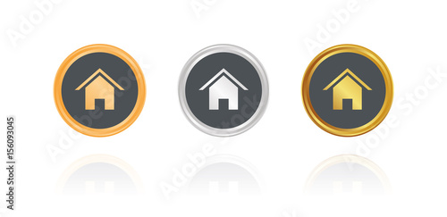 Haus - Wohnung - Hütte - Bronze, Silber, Gold Buttons