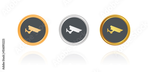 Überwachungskamera - Bronze, Silber, Gold Buttons