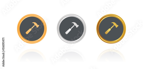 Hammer - Bronze, Silber, Gold Buttons