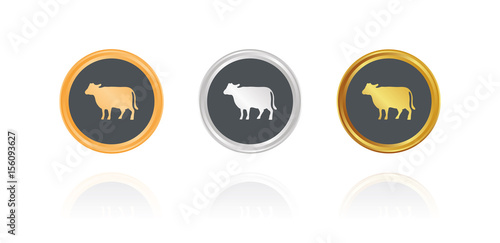 Rind - Bronze, Silber, Gold Buttons