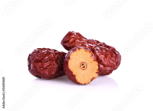 Dried red date or Chinese jujube on white background