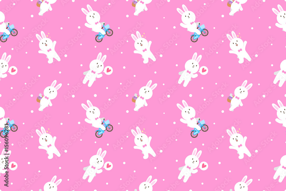 Cute bunny cartoon seamless pattern vector background Cute bunny cartoon seamless pattern vector background