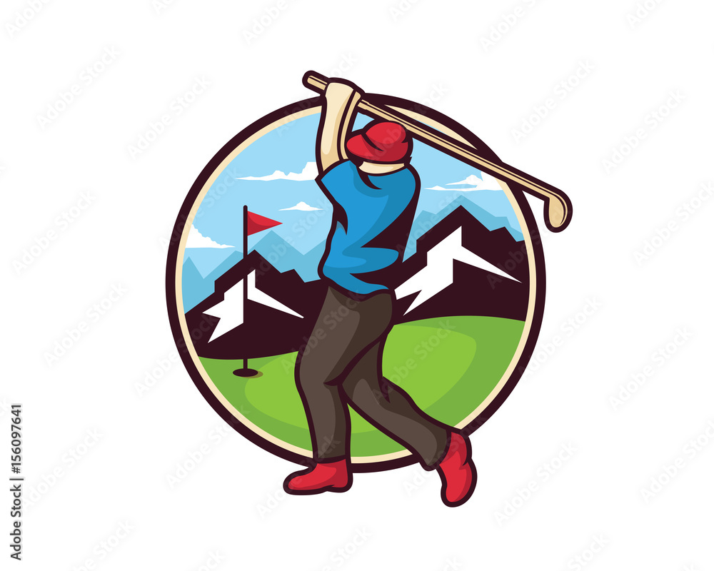 Modern Golf Logo - Professional Golfer Illustration Emblem Modern Golf Logo - Professional Golfer Illustration Emblem