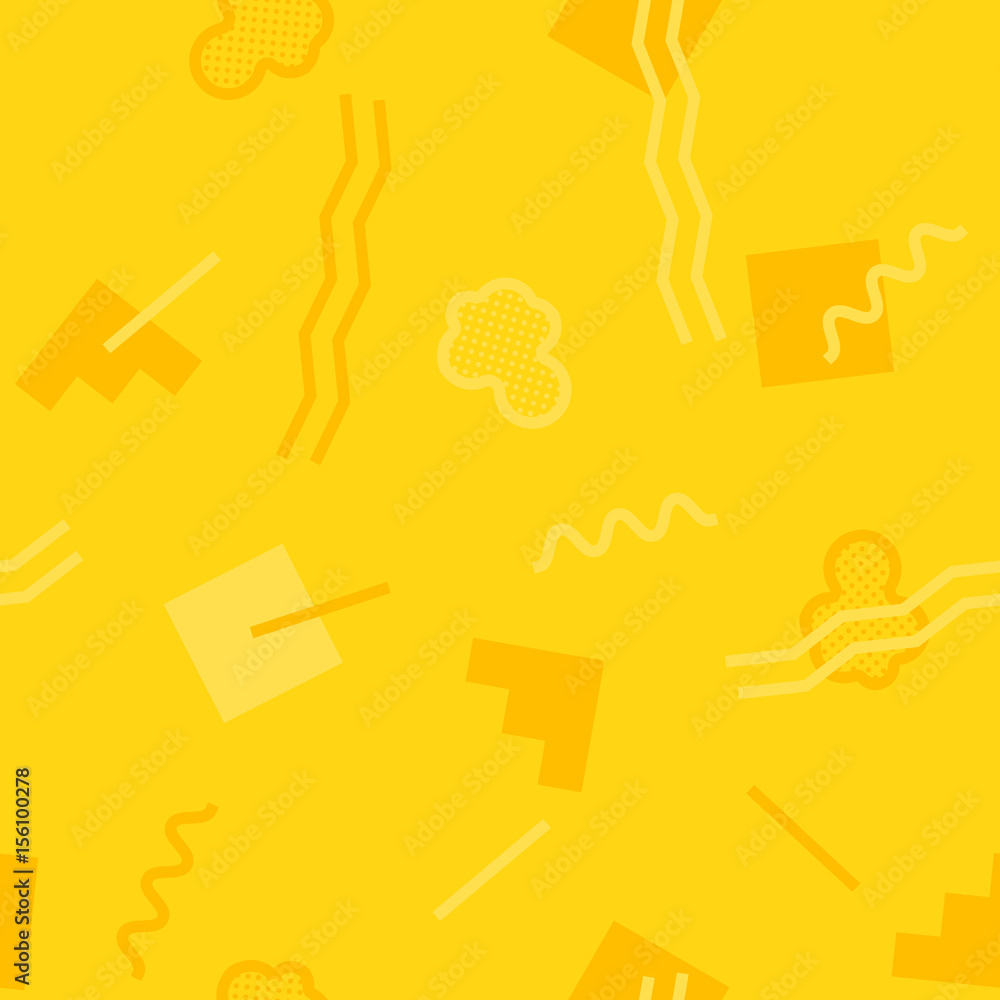 Seamless pattern with 80s memphis geometics style and single tone colors Seamless pattern with 80s memphis geometics style and single tone colors