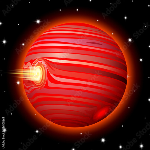 Planet in space with stars, shiny cartoon or game style