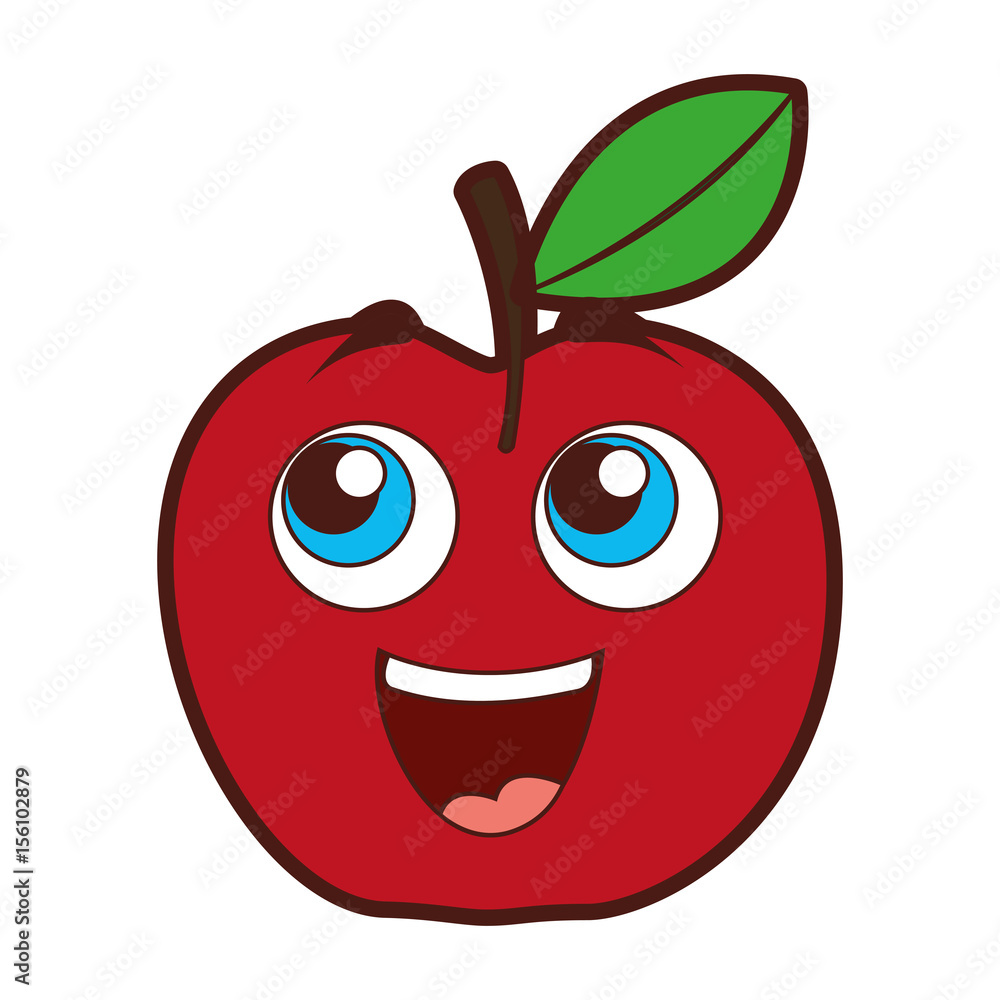 Obraz premium apple happy kawaii character vector illustration design